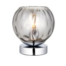 Dimple 1 Light E14 Polished Chrome Table Lamp With inline Switch C/W Smokey Mirrored Dimpled Glass Shades