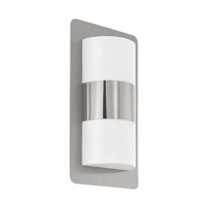 Cistierna 1 Light Outdoor Wall Light E27 IP44 Stainless Steel With White Plastic Diffuser