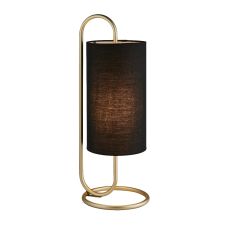 Viglio 1 Light E27 table Lamp Antique Brass With Black Fabric Shade