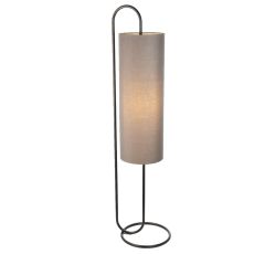 Viglio 1 Light E27 Floor Lamp Matt Black With Grey Fabric Shade