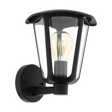Monreale 1 Light E27 Outdoor IP44 Up Wall Light Black With Plastic Transparent Panels