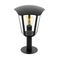 Monreale 1 Light E27 Outdoor IP44 Black Pedestal With Plastic Transparent Panels