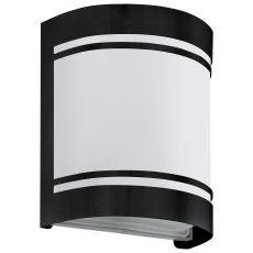 Cerno 1 Light E27 Outdoor IP44 Black Wall Light With Satin Glass