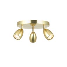 Porto 3 Light GU10 Satin Brass Adjustable IP44 Bathroom Ceiling Spotlight