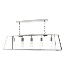 Academy 5 Light E27 Stainless Steel Rectangular Adjustable Pendant With Glass Panels