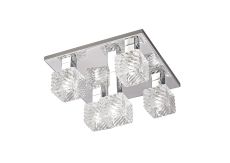 Accor Ceiling Flush 5 Light G9, 230mm Square, Polished Chrome/Clear Glass