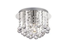 Acton Flush Ceiling 1 Light E14, 250mm Round, Polished Chrome/Sphere Crystal