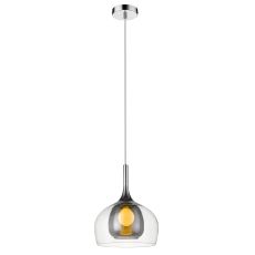 Adda 1 Light E14 Chrome Adjustable 30cm Single Pendant With Smoked Grey Inner Shade & Clear Outer Glass