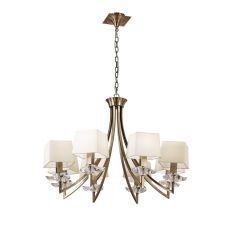 Akira Pendant 8 Light E14, Antique Brass With Ccrain Shades