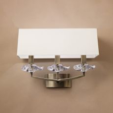 Akira Wall Lamp 3 Light E14, Antique Brass With Cream Shade