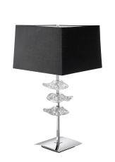 Akira Table Lamp 2 Light E27, Polished Chrome With Black Shade