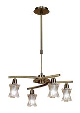 Alaska GU10 Pendant Convertible To Semi Flush 4 Light L1/SGU10, Antique Brass, CFL Lamps INCLUDED