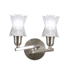 Alaska GU10 Wall Lamp Switched 2 Light L1/SGU10, Satin Nickel, CFL Lamps INCLUDED