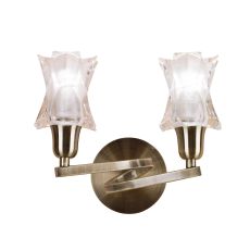 Alaska GU10 Wall Lamp Switched 2 Light L1/SGU10, Antique Brass, CFL Lamps INCLUDED
