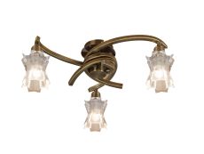 Alaska GU10 Ceiling 3 Light L1/SGU10, Antique Brass, CFL Lamps INCLUDED