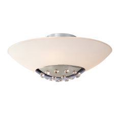 Amada Flush Ceiling 6 Light G9, Polished Chrome/Opal White Glass