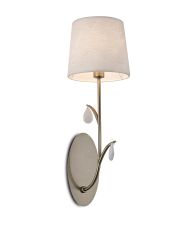 Andrea Wall Light, 1 x E14 (Max 20W), Antique Brass, White Shades, White Crystal Droplets