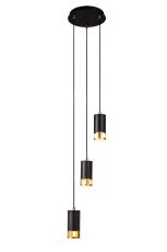 Ankeny 3 Light Round Pendant GU10, Black / Painted Gold