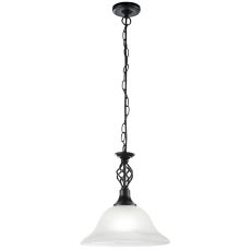 Endon ANTARA-BL Antara - Single Ceiling Light Alabaster Glass & Black 1 Light In Metal