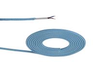 Prema 25m Roll Blue & White Wave Stripes Braided 2 Core 0.75mm Cable VDE Approved