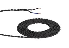 Prema 25m Roll Black Braided Twisted 2 Core 0.75mm Cable VDE Approved