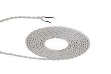 Prema 25m Roll White Braided Twisted 2 Core 0.75mm Cable VDE Approved