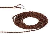 Prema 25m Roll Dark Brown Braided Twisted 2 Core 0.75mm Cable VDE Approved