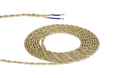 Prema 25m Roll Pale Gold Braided Twisted 2 Core 0.75mm Cable VDE Approved