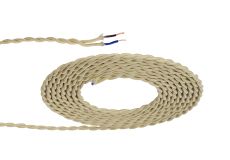Prema 25m Roll Beige Braided Twisted 2 Core 0.75mm Cable VDE Approved