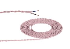 Prema 25m Roll Pink Braided Twisted 2 Core 0.75mm Cable VDE Approved