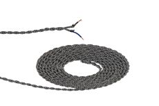 Prema 25m Roll Black & White Wave Stripe Braided Twisted 2 Core 0.75mm Cable VDE Approved