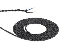 Prema 25m Roll Black & White Spot Braided Twisted 2 Core 0.75mm Cable VDE Approved