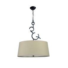 Argi Pendant 3 Light E27 Round With Taupe Shades Brown Oxide