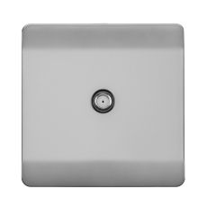 Trendi, Artistic Modern F-Type Satellite 1 Gang Brushed Steel Finish, BRITISH MADE, (25mm Back Box Required), 5yrs Warranty