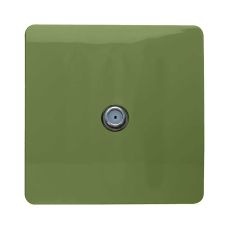 Trendi, Artistic Modern F-Type Satellite 1 Gang Moss Green Finish, BRITISH MADE, (25mm Back Box Required), 5yrs Warranty