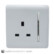 Trendi, Artistic Modern 1 Gang 13Amp Switched Socket Silver Finish, BRITISH MADE, (25mm Back Box Required), 5yrs Warranty