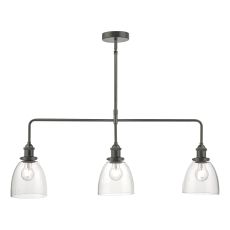 Arvin 3lt Bar Pendant Antique Chrome & Glass Finish