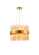 Asner 40cm 10 Light G9, Pendant Round, Brass / Amber