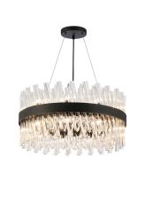 Asner 60cm 18 Light G9, Pendant Round, Satin Black / Clear Item Weight: 16.81kg