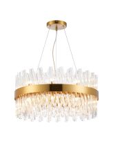 Asner 60cm 18 Light G9, Pendant Round, Brass / Clear Item Weight: 16.81kg