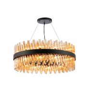 Asner 80cm 24 Light G9, Pendant Round, Satin Black / Amber Item Weight: 23.13kg