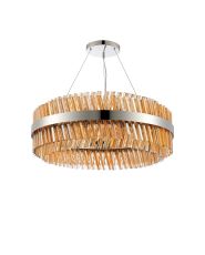 Asner 80cm 24 Light G9, Pendant Round, Polished Nickel / Amber Item Weight: 23.13kg