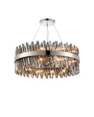 Asner 80cm 24 Light G9, Pendant Round, Polished Nickel / Smoke Item Weight: 23.13kg