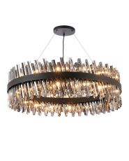 Asner 1m 32 Light G9, Pendant Round, Satin Black / Smoke Item Weight: 29.51kg