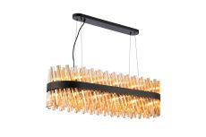 Asner 1m 24 Light G9, Pendant Oblong, Satin Black / Amber Item Weight: 22.65kg