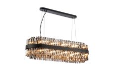 Asner 1m 24 Light G9, Pendant Oblong, Satin Black / Smoke Item Weight: 22.65kg