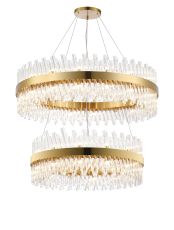 Asner 2 Tier 80cm + 1m Pendant, 24 + 32 Light G9, Brass/Clear Item Weight: 53kg