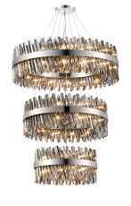 Asner 3 Tier 60cm + 80cm + 1m Pendant, 18 + 24 + 32 Light G9, Polished Nickel/Smoke Item Weight: 70kg