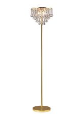 Atla Floor Lamp 4 Light G9 French Gold/Crystal, Inline Foot Switch