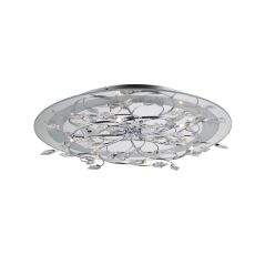 Aurora Flush Ceiling Round 6 Light G4 With RGB LEDs Chrome/Crystal (Not Suitable For Charlestonl Order Sales, COLLECTION ONLY), NOT LED/CFL Compatible